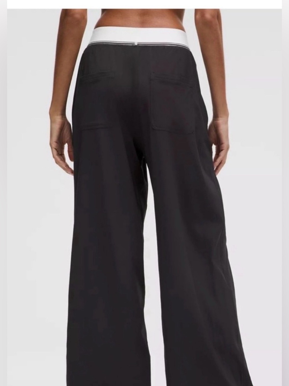 New Lululemon Swift High-Rise Wide-Leg Pant Logo Waistband Black/White Sporty Sm